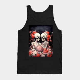 Happy Halloween: Halloween Skeletons in Love on a Dark Background Tank Top